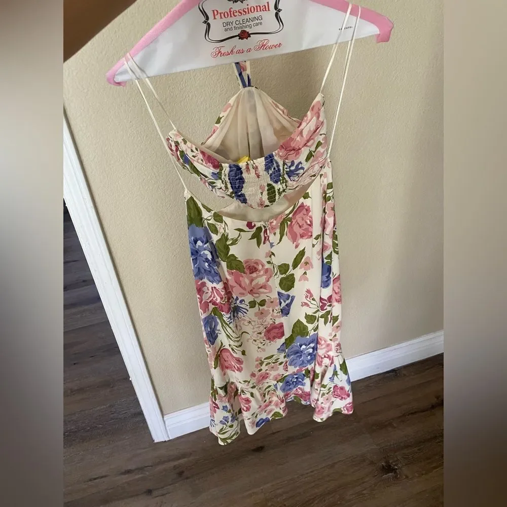 Reformation Riya Cutout Floral Print Midi Dress Sz 0